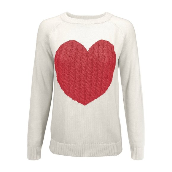 Coquette Aesthetic Heart Cable Knit Sweater, Pullover - Picture 2 of 7